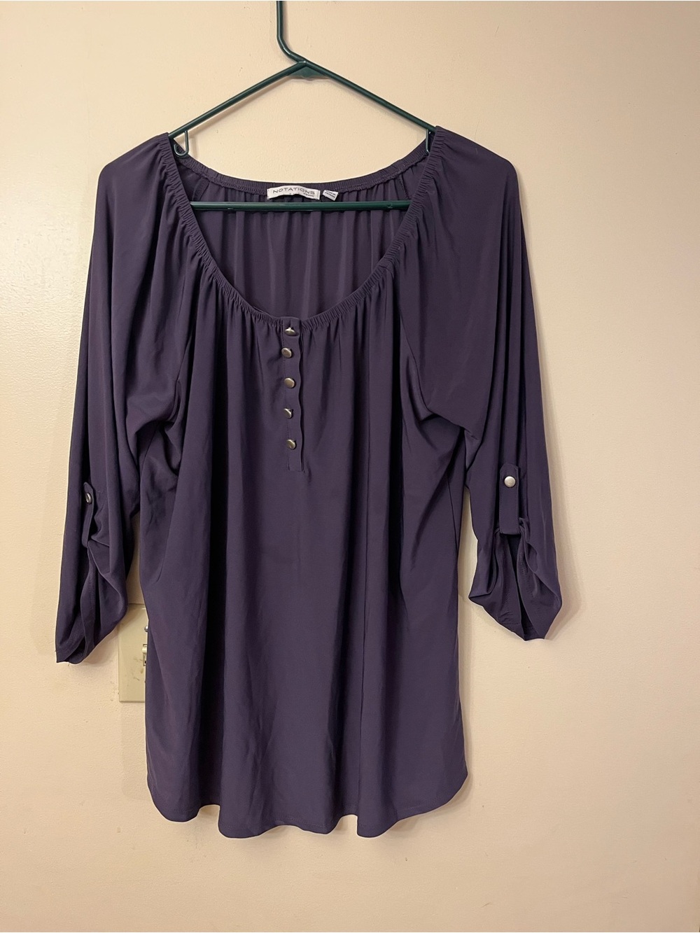 Women's Purple Peasant Henley Top